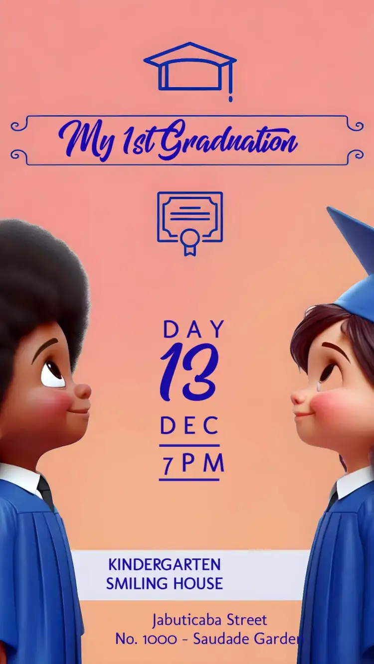 Invitation Boy's Preschool Graduation – Graduation theme colorful, fun, modern, childish, bright