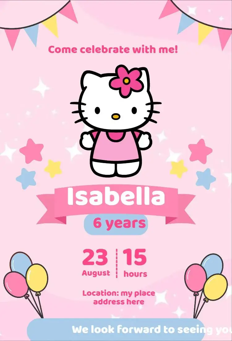 Hello Kitty 4 invitation