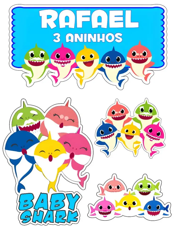 Baby Shark Kids Cake Topper invitation