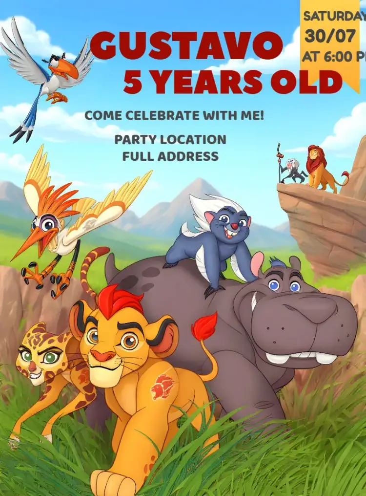Lion King Pumbaa invitation