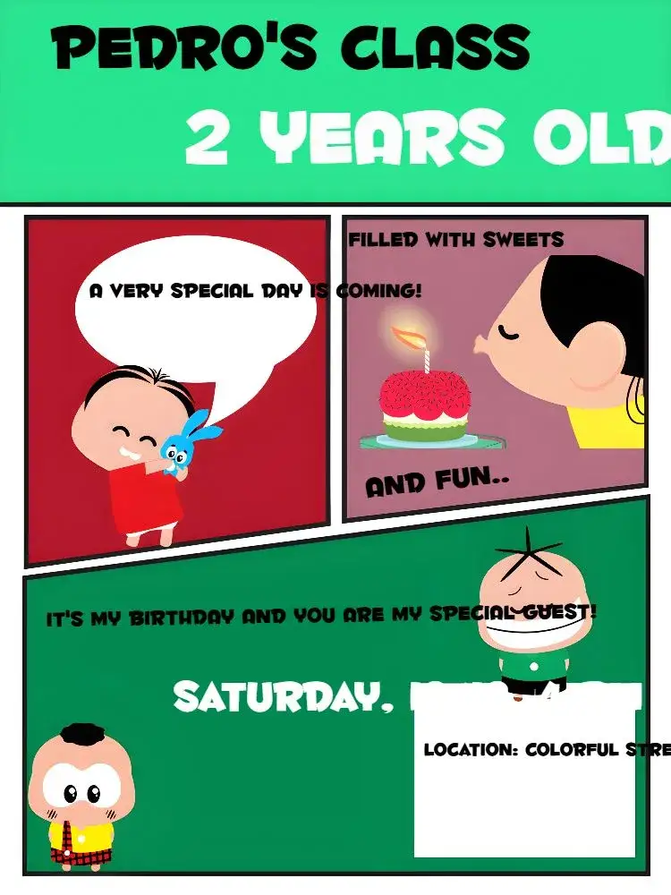 Invitation Turma Da Mônica Toy Red – Kids' Birthday Party theme colorful, fun, childish, modern, playful