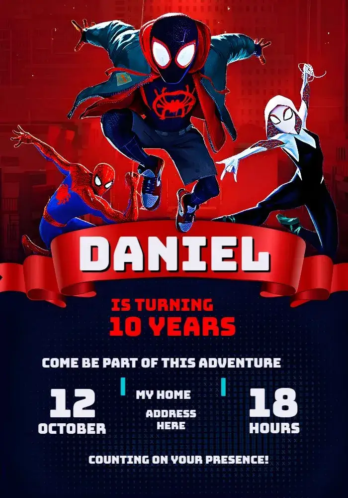 Spider-Man Into the Spider-Verse Girl invitation