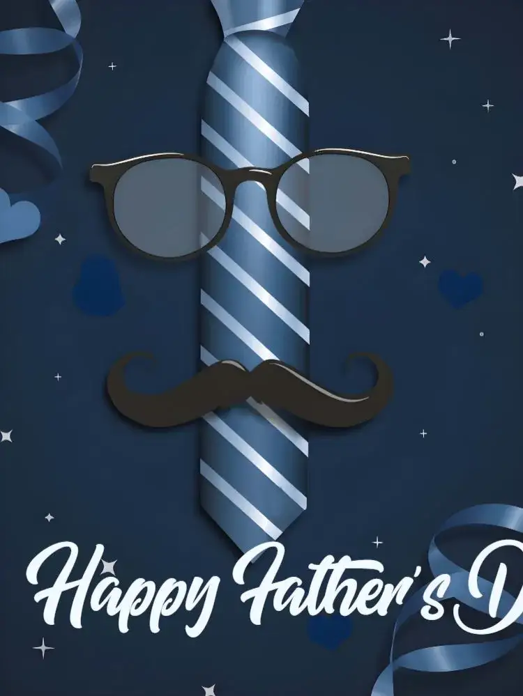 Invitation Father's Day Tribute Post – Most searched for theme modern, minimalist, heart, blue and gold, illustrations of parents and children