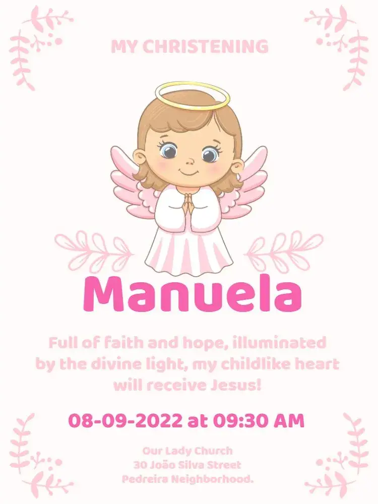 Angel Baptism Religion invitation