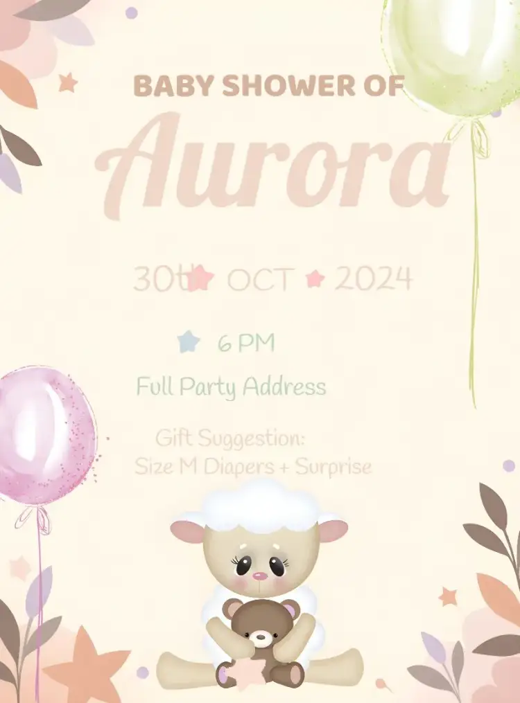 Invitation Baby Sheep Baby Shower – Diaper Shower theme delicate, pink, childish, cute, animal, minimalist