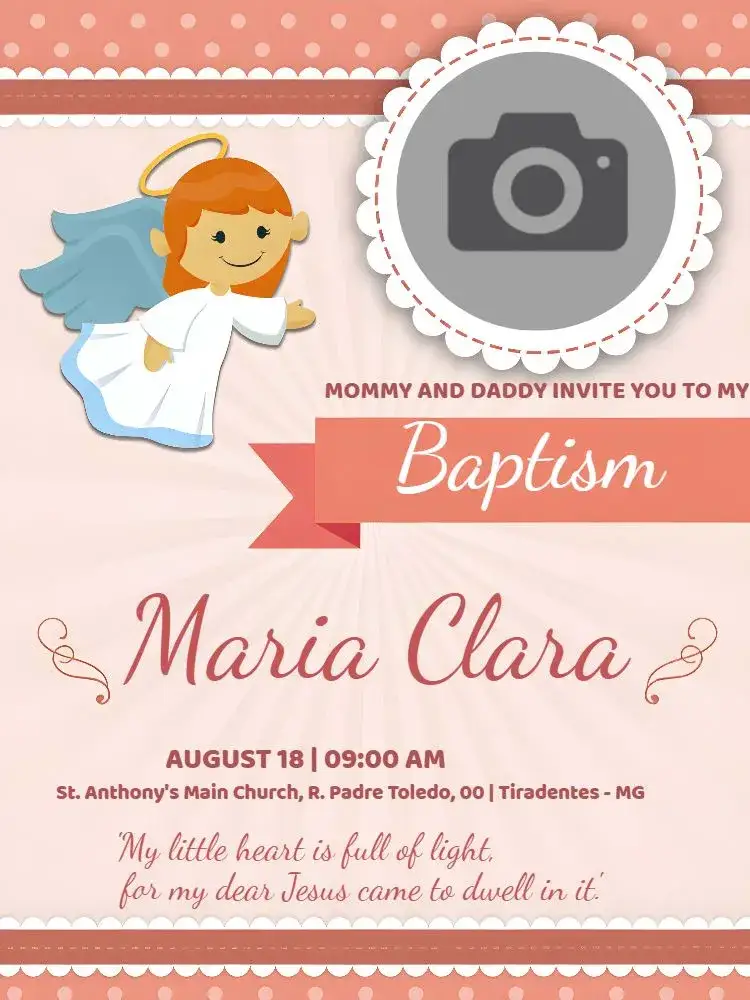 Invitation Baptism With Church Photo – Baptism theme floral, delicate, religious, romantic, modern