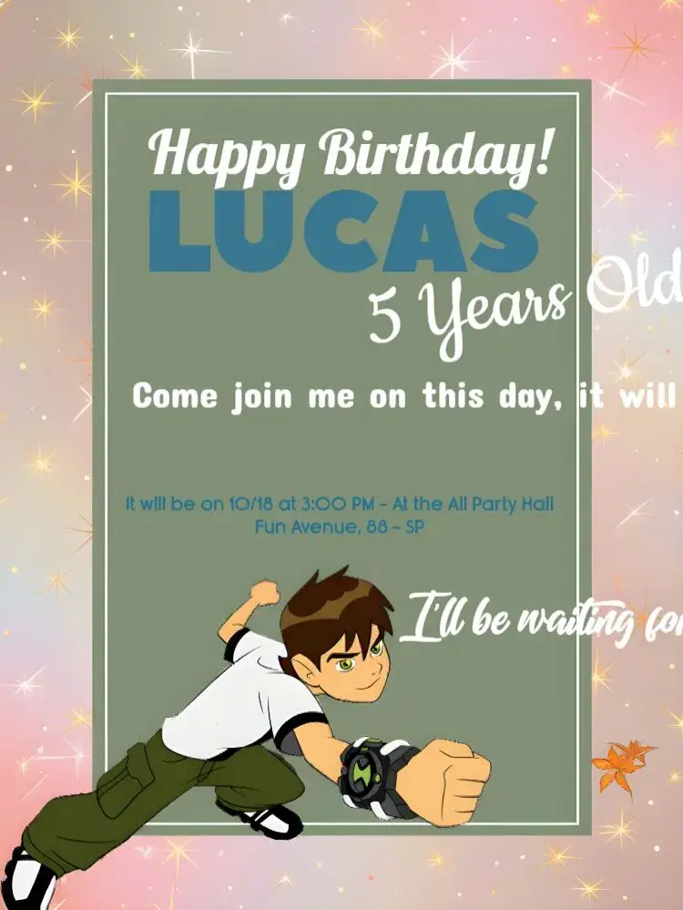 Ben 10 Kids invitation