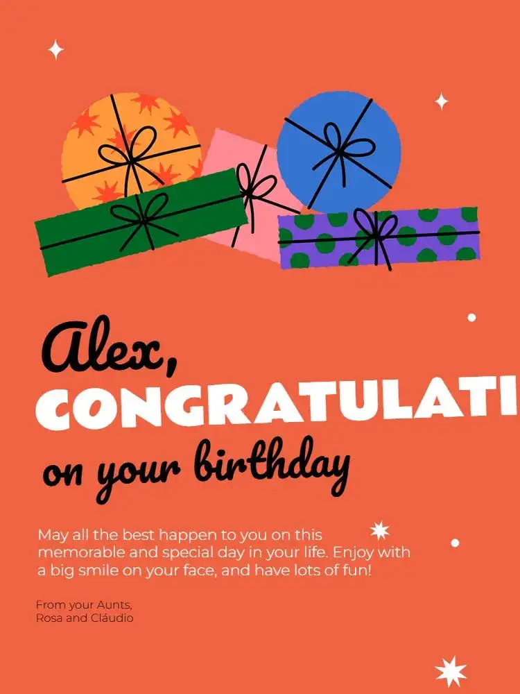 Dark Orange Happy Birthday Message Card
