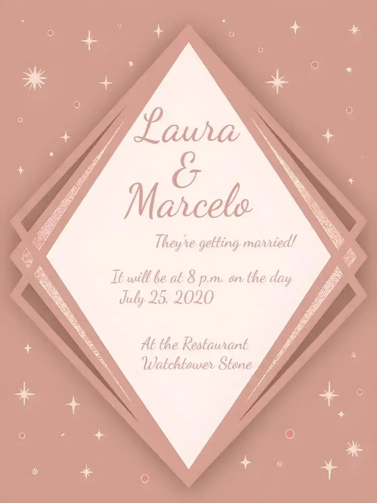 Invitation Pink Wedding With Subtle Glitter – Wedding theme pink, glitter, minimalist, elegant, romantic, modern