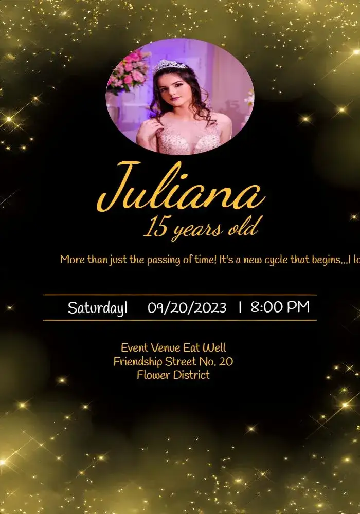 Invitation 15 Years With Black Photo – Sweet 15 theme black, modern, elegant, minimalist, sophisticated