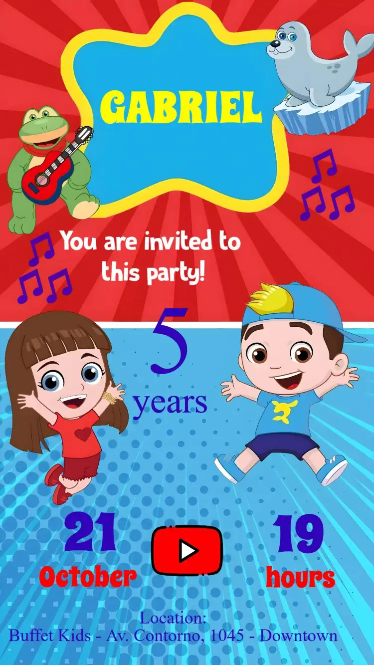 Invitation Lucas Neto – Kids' Birthday Party theme colorful, fun, themed, modern, childish