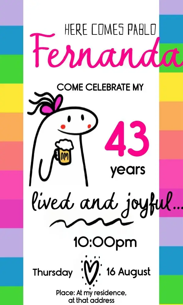 Invite Flork 40 Years Meme Adult editable and customizable