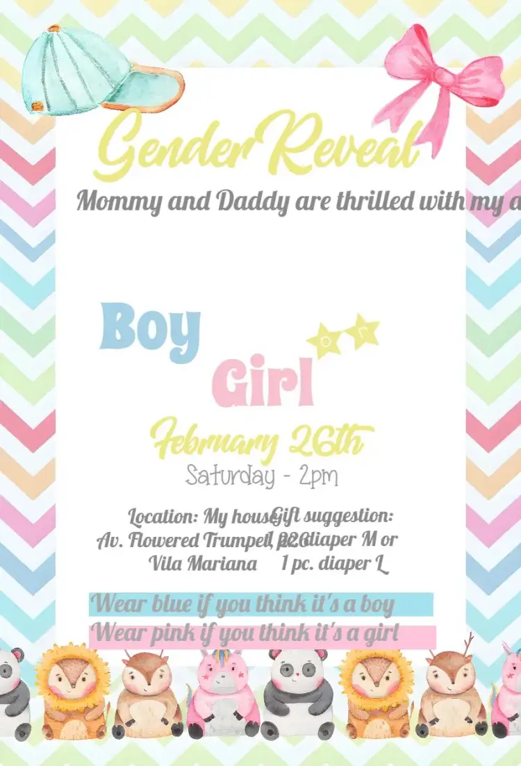 Gray Safari Gender Reveal Tea invitation