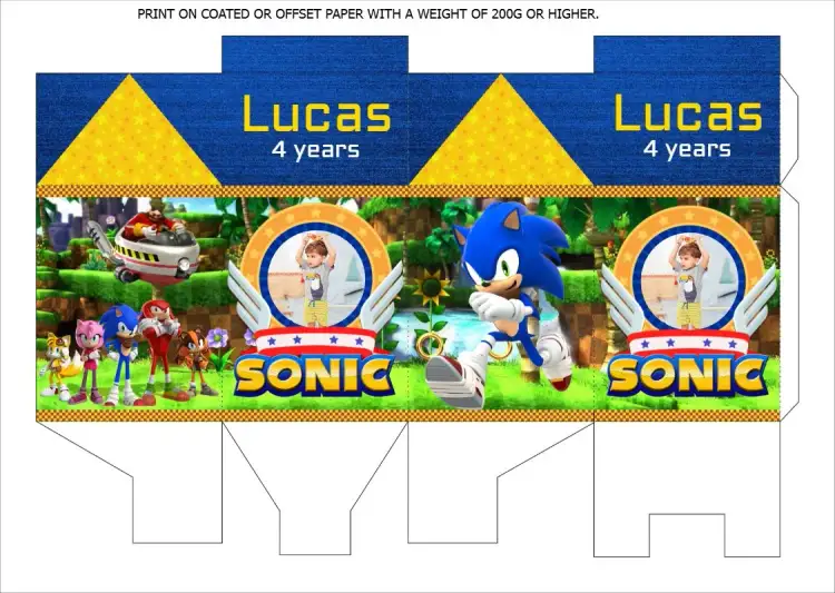 Invitation Sonic Milk Box With Photo Logo – Most searched for theme colorful, fun, games, childish, modern