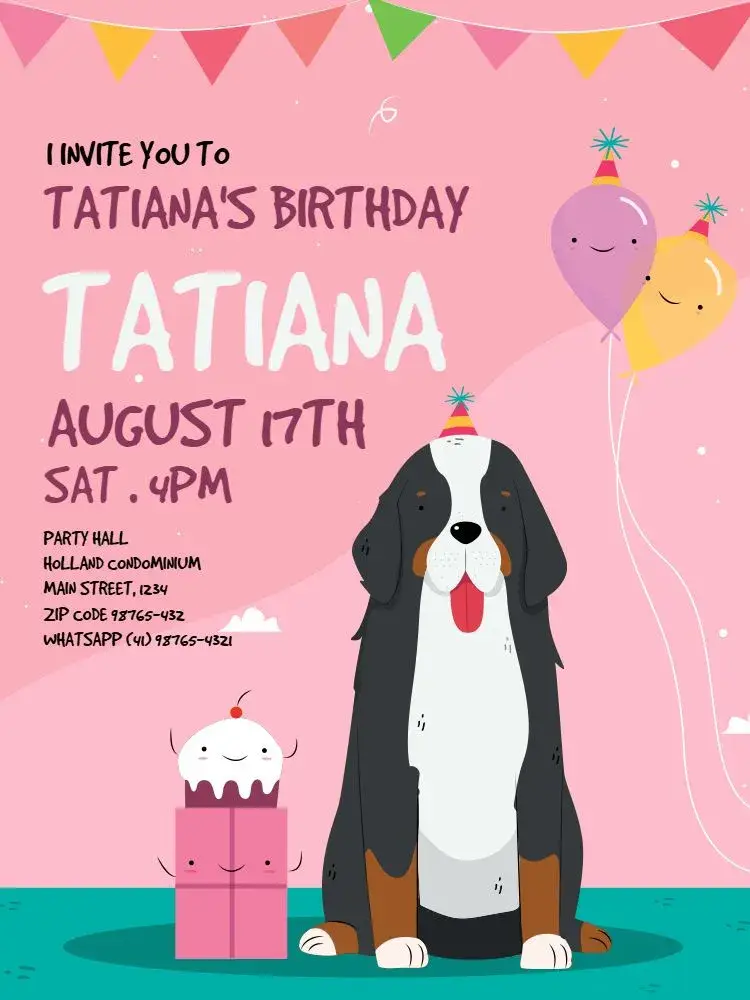 Pink Young Dog invitation