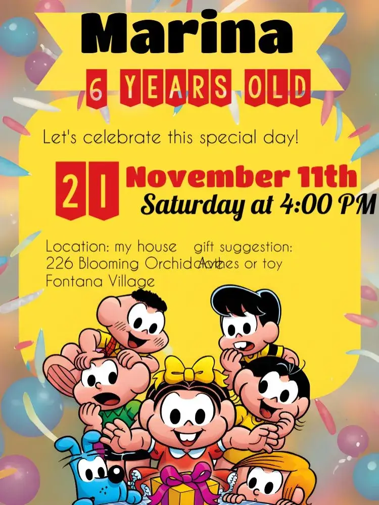 Turma Da Mônica Magali invitation