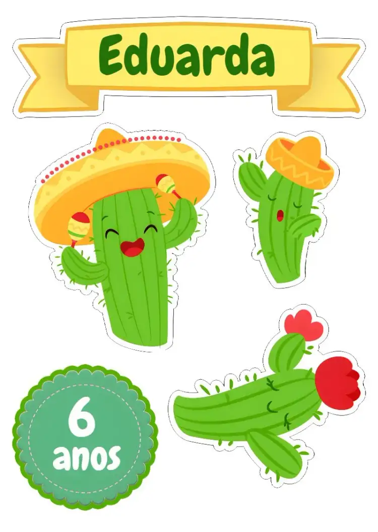 Invitation Top Cactus Cake Topper – Cake topper theme modern, colorful, fun, tropical, boho