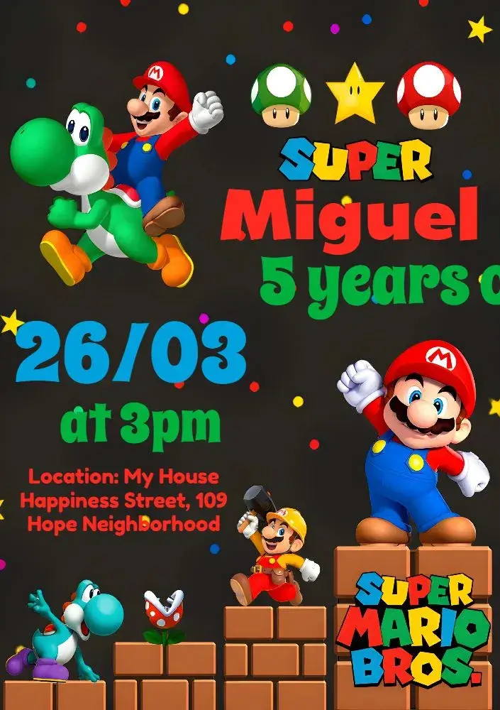 Super Mario Bros Star invitation