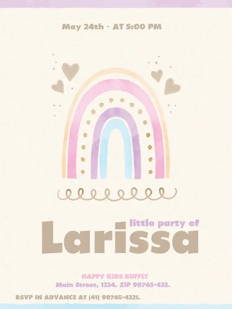 Purple Boho Rainbow invitation