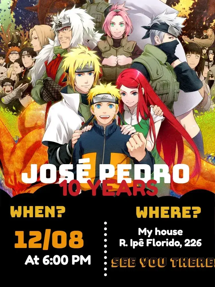 From Naruto Anime invitation