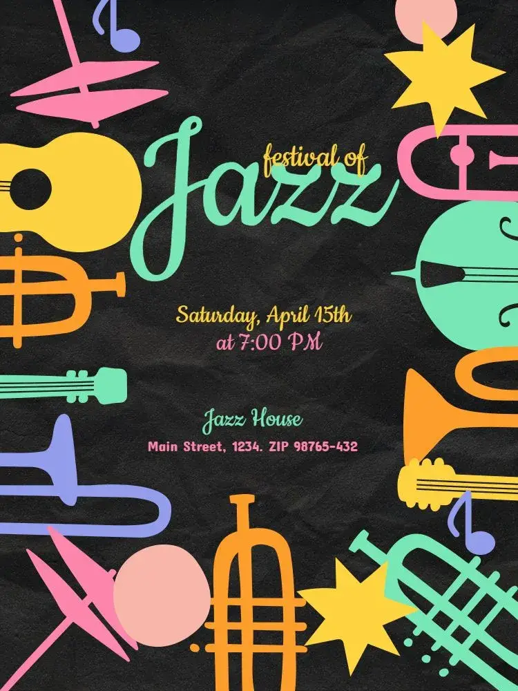 With Jazz Music Theme Gathering invitation