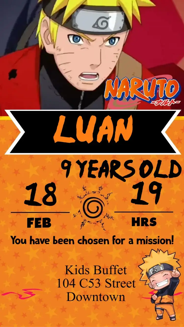 Invite Naruto editable and customizable