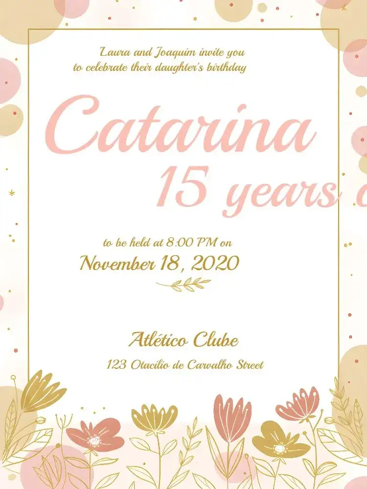 Floral 15th Birthday - Minimalist Pink Flowers