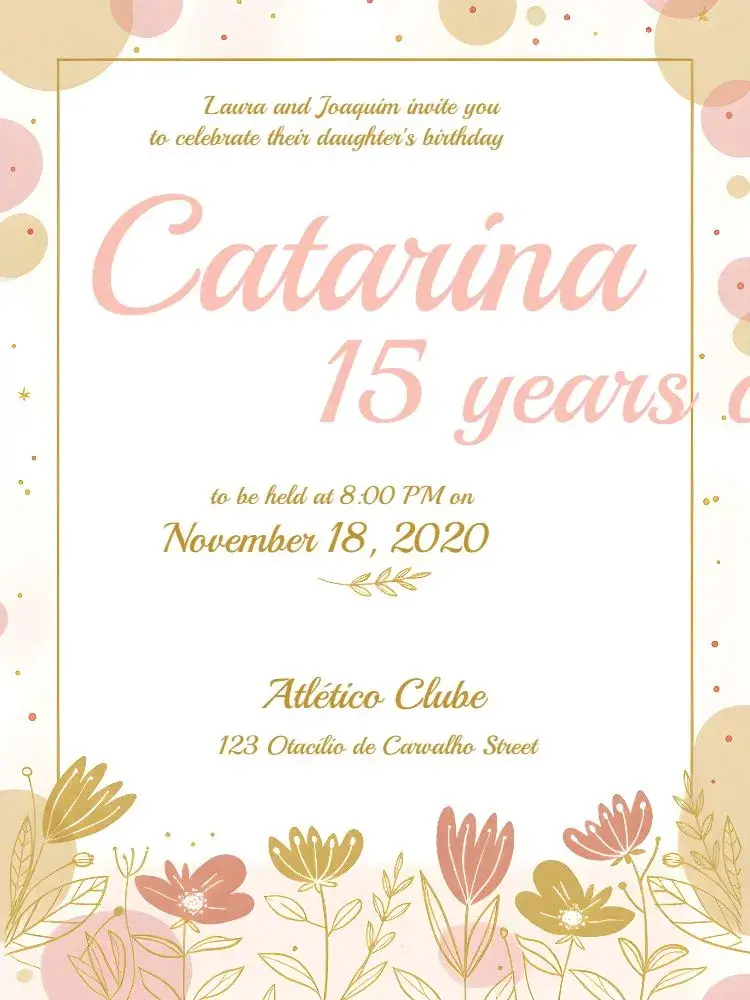Floral 15th Birthday - Minimalist Pink Flowers invitation
