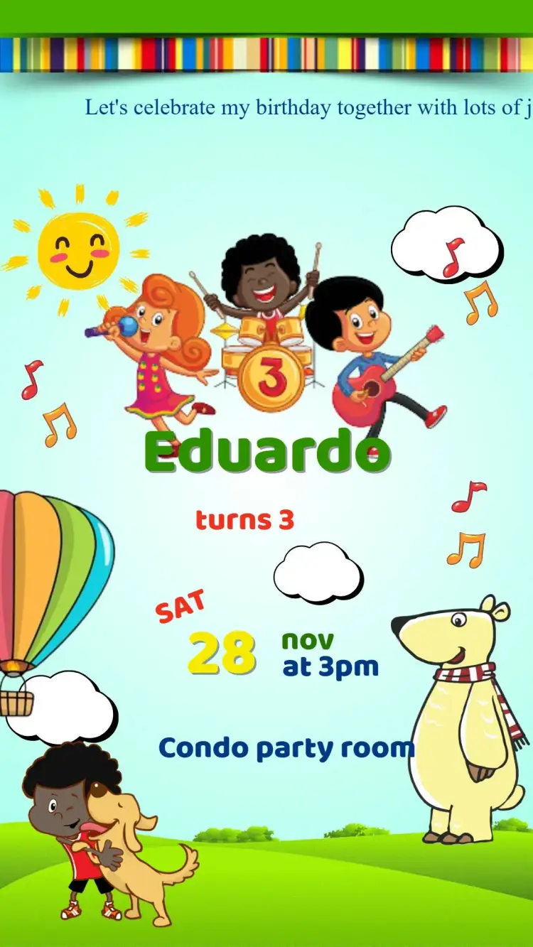 Birthday Invitation 3 Little Words