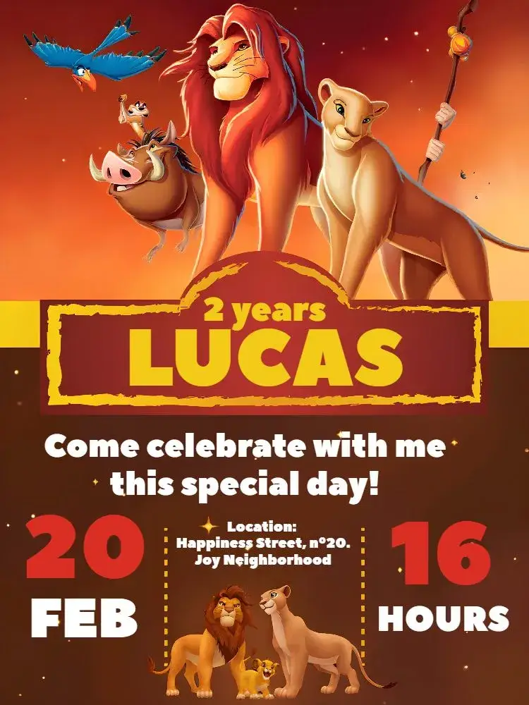 Jungle Lion King invitation