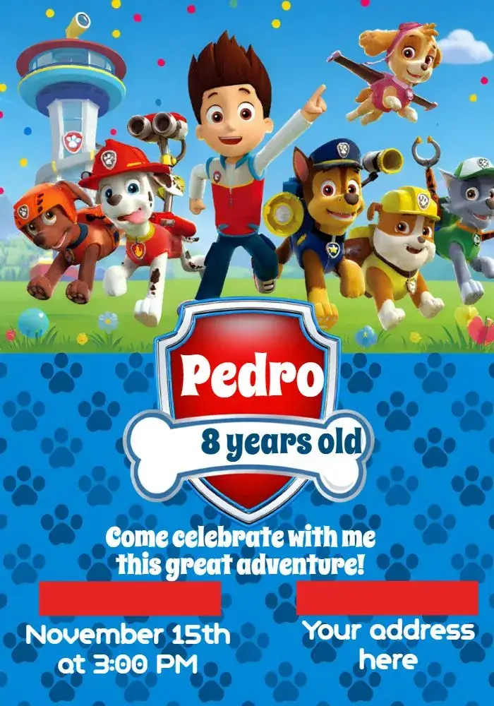 Paw Patrol Skye invitation