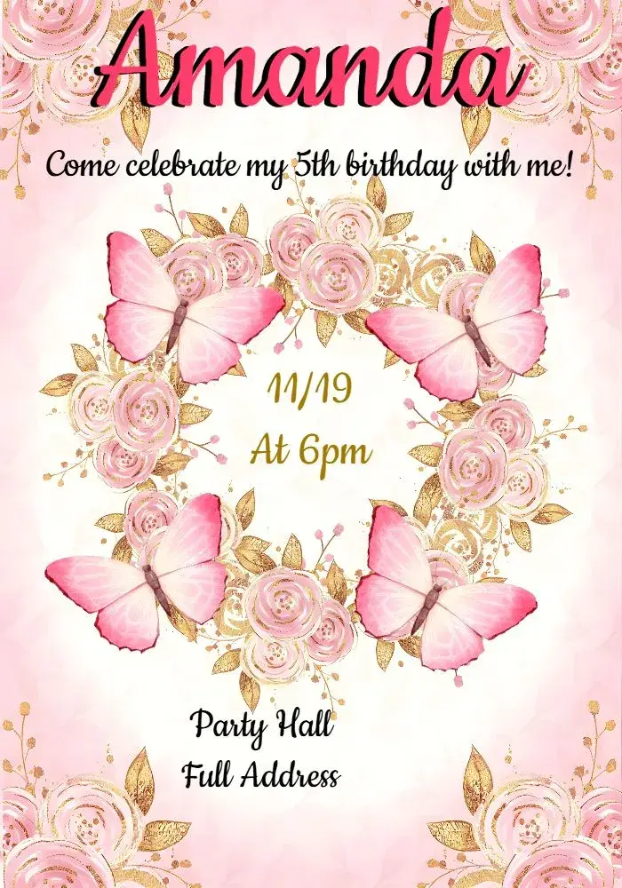 Pink Butterfly Garden invitation