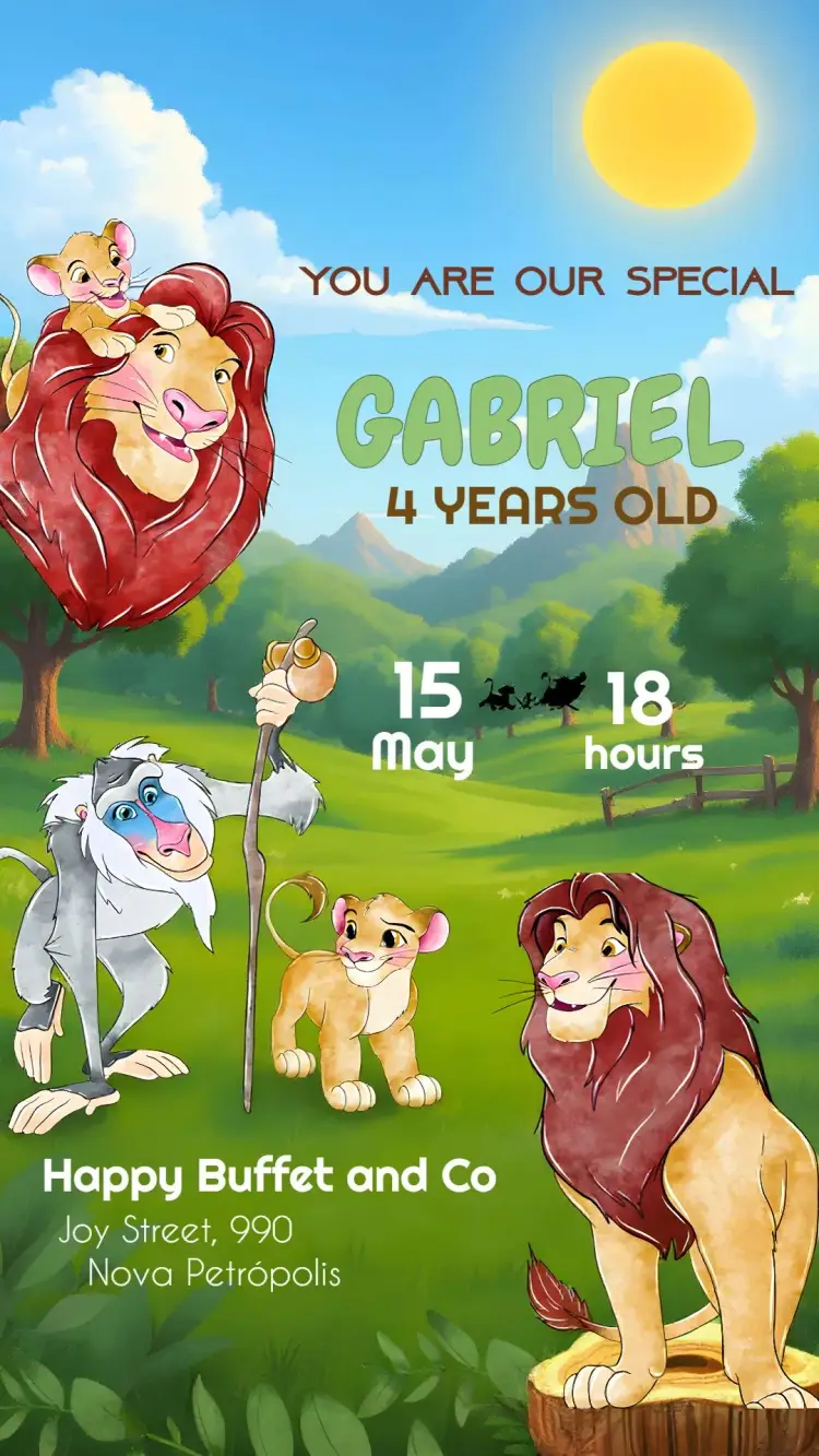 Lion King Watercolor invitation