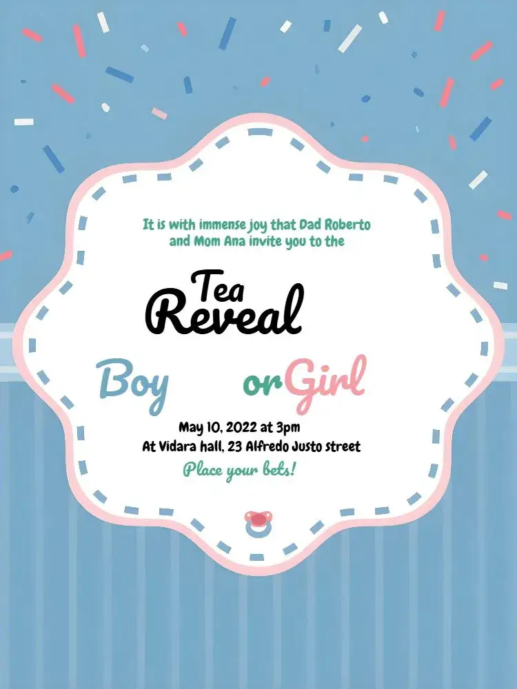 Heart Gender Reveal Tea invitation