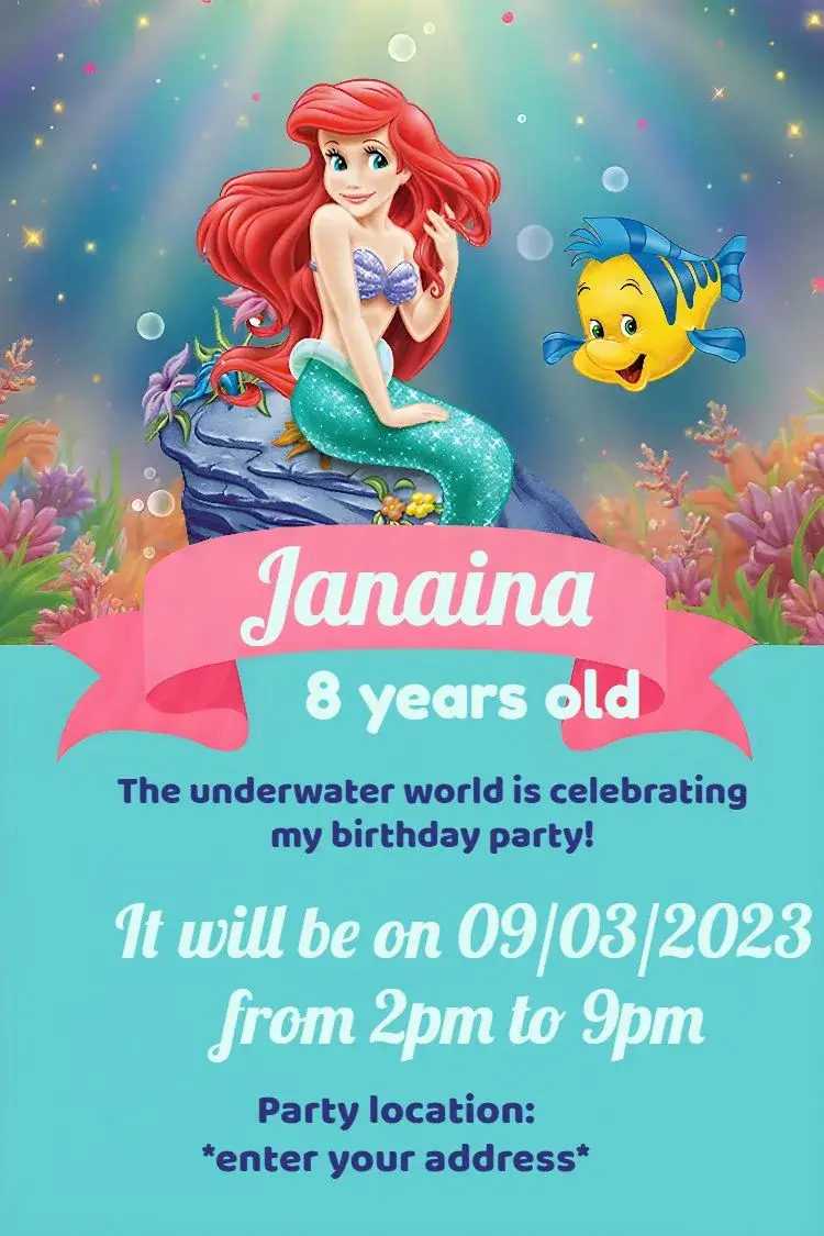Little Mermaid Disney invitation