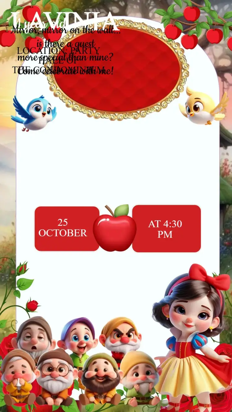 Snow White Baby Birthday Invitation