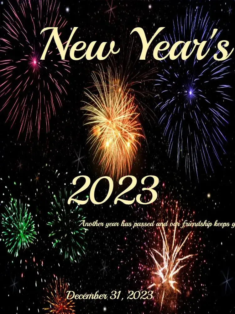 Invitation New Year's Eve 2023 Fireworks New – Kids' Birthday Party theme golden, modern, festive, colorful, fun, themed