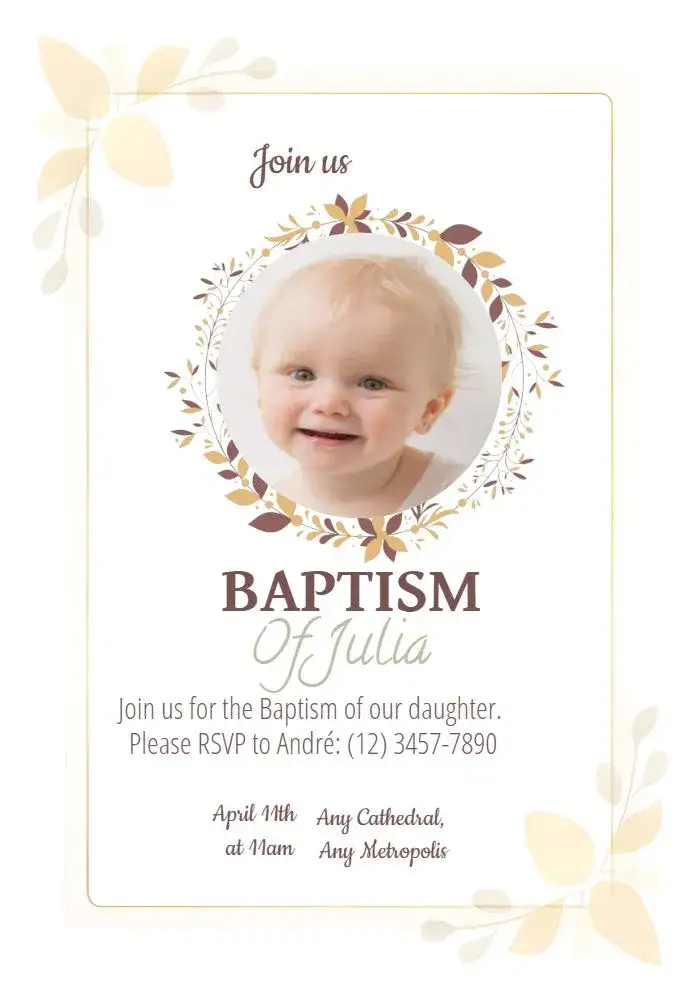 Invitation Floral Girl Baptism With Photo Baptism – Baptism theme floral, delicate, childlike, pastel, modern