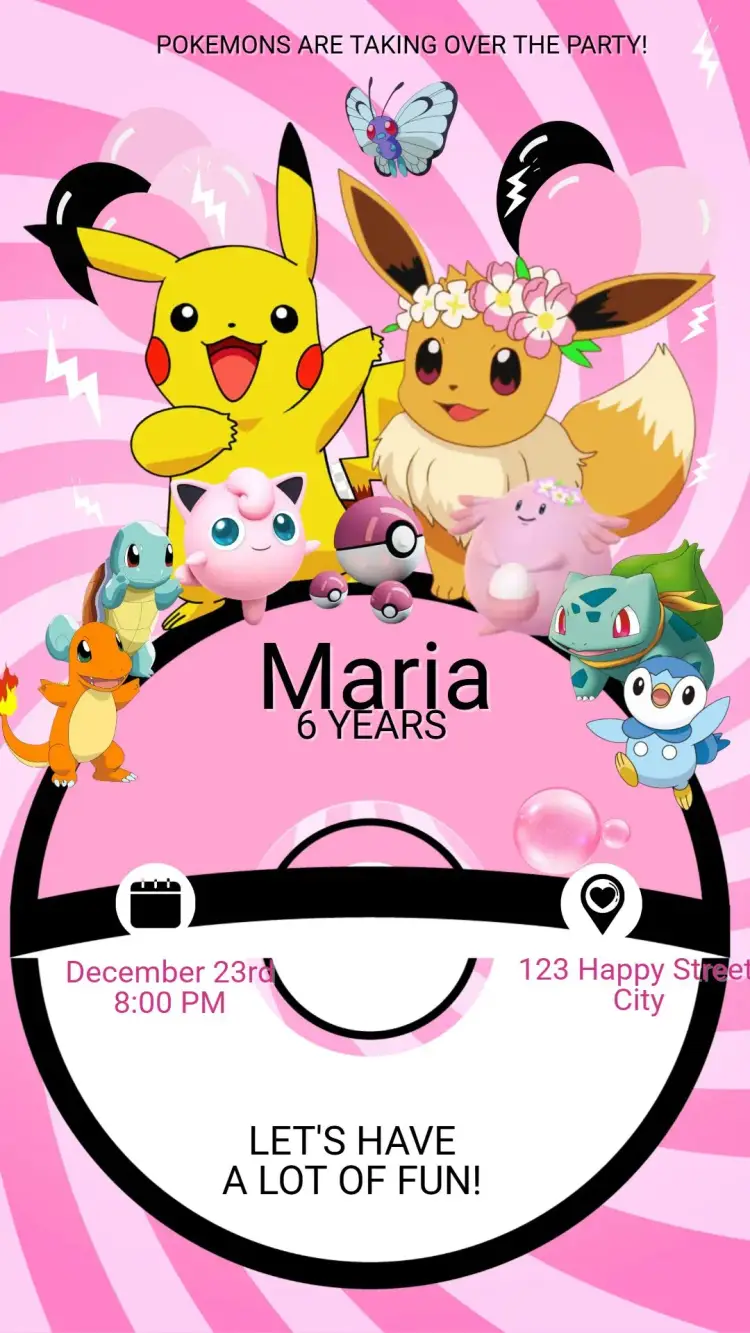 Digital Invitation Pokémon Birthday