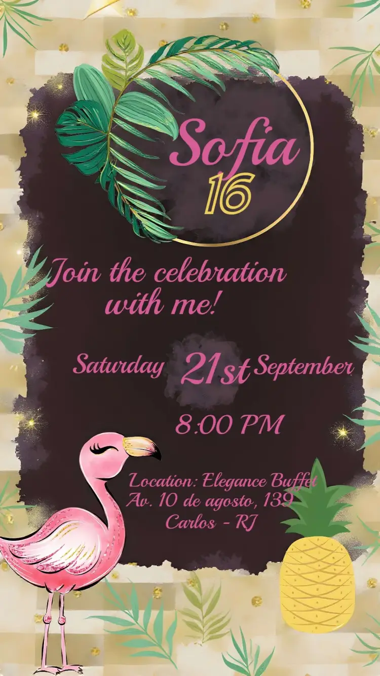 Flamingo Fruits invitation