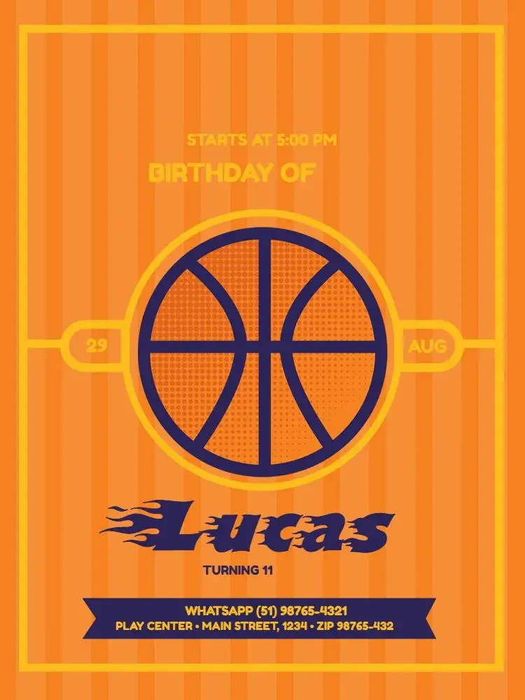 Light Orange Basketball invitation