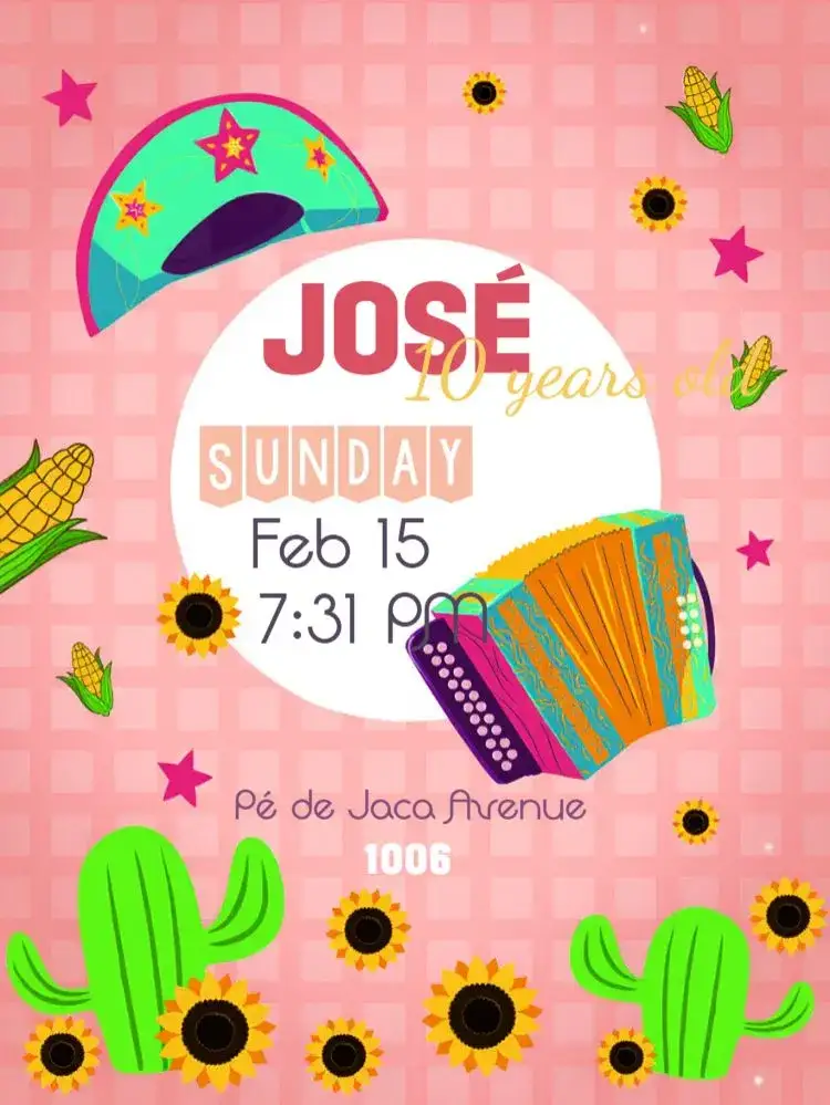 Invitation Northeastern Accordion – Birthday theme junino, caipira, vibrant, cultural, colorful, traditional