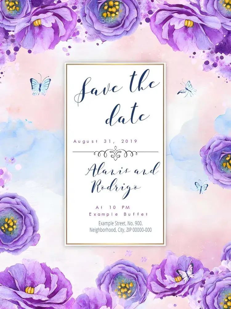 Lilac Floral Wedding invitation
