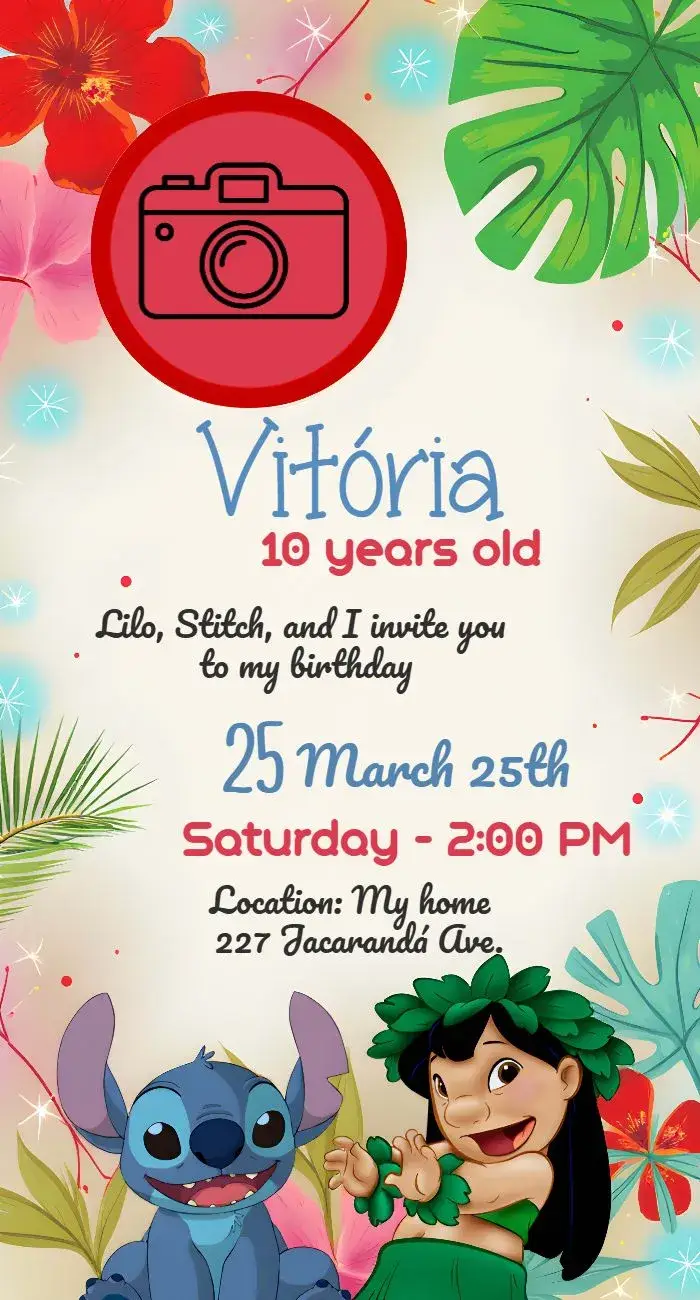 Lilo & Stitch With Photo invitation