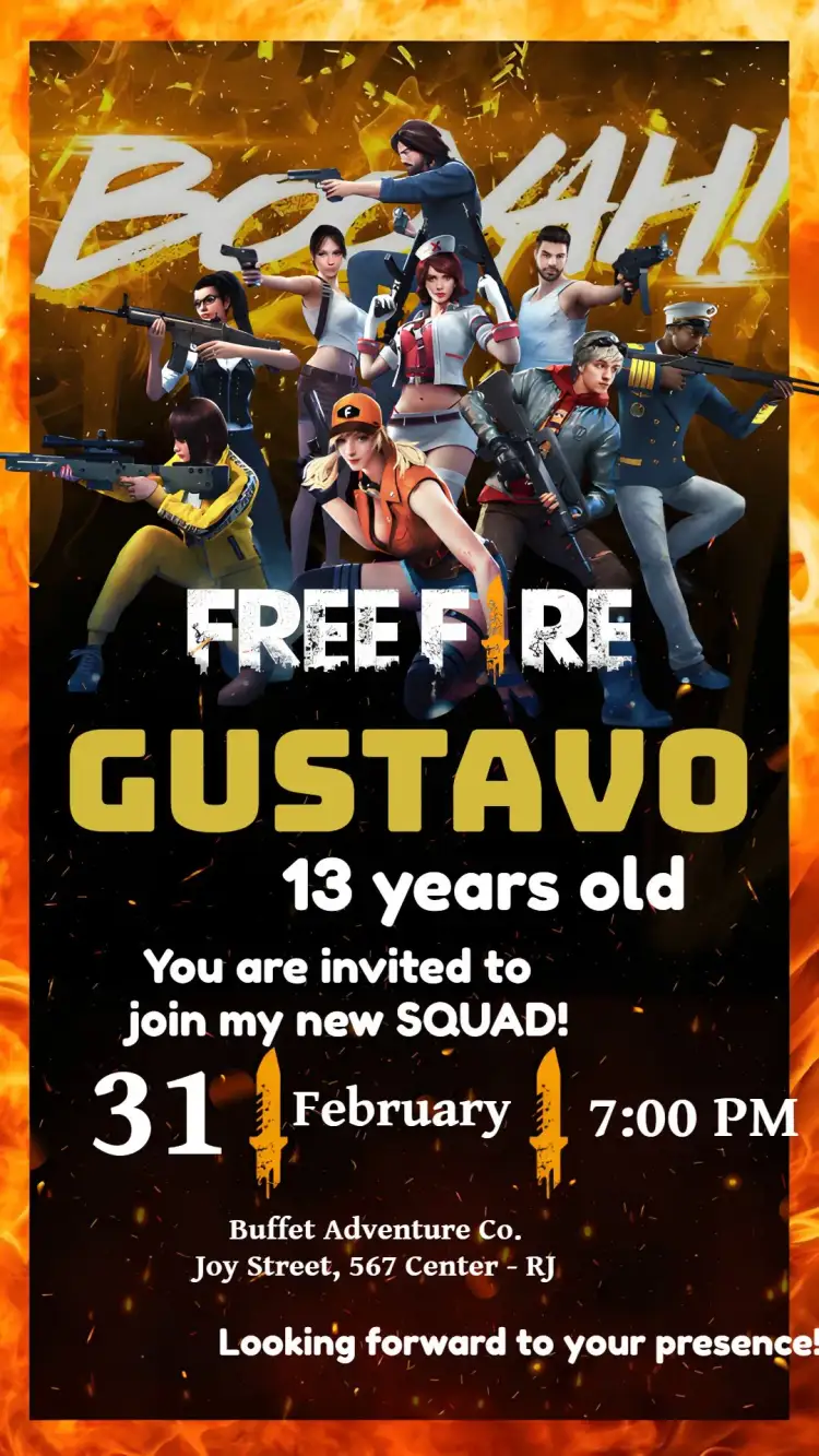 Invitation Free Fire Gamer – Most searched for theme modern, colorful, gamer, dynamic, fun
