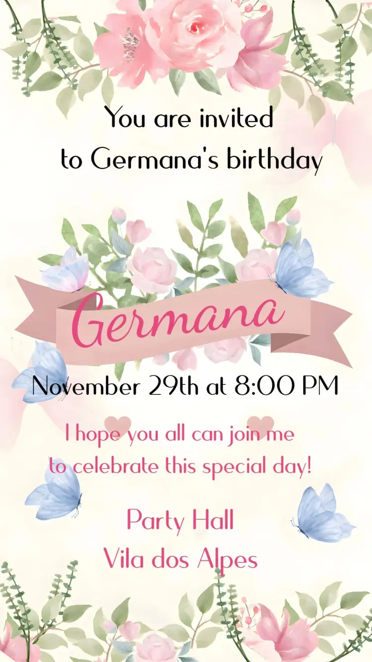 Invitation Adult Birthday – Birthday theme floral, modern, elegant, vintage, minimalist
