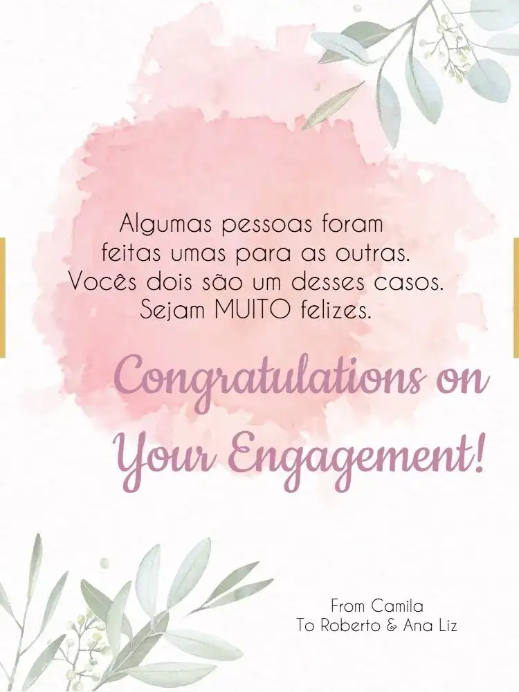 Elegant Watercolor Engagement Congratulations Card