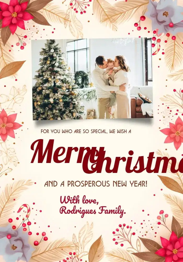 Invitation Christmas Card With Santa Photo – Commemorative Dates theme red, golden, snow, modern, festive, classic