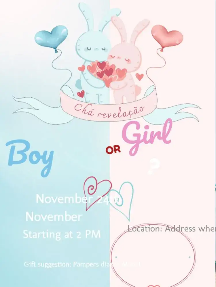 Invitation Baby Shower Gender Reveal M&Ms – Raffle Tea theme colorful, fun, playful, childish, modern, festive