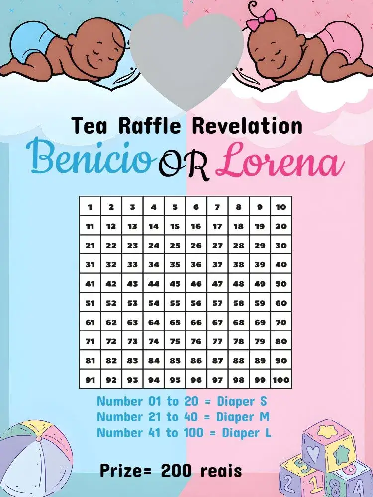 Invite Baby Girls' Tea Raffle Reveal editable and customizable